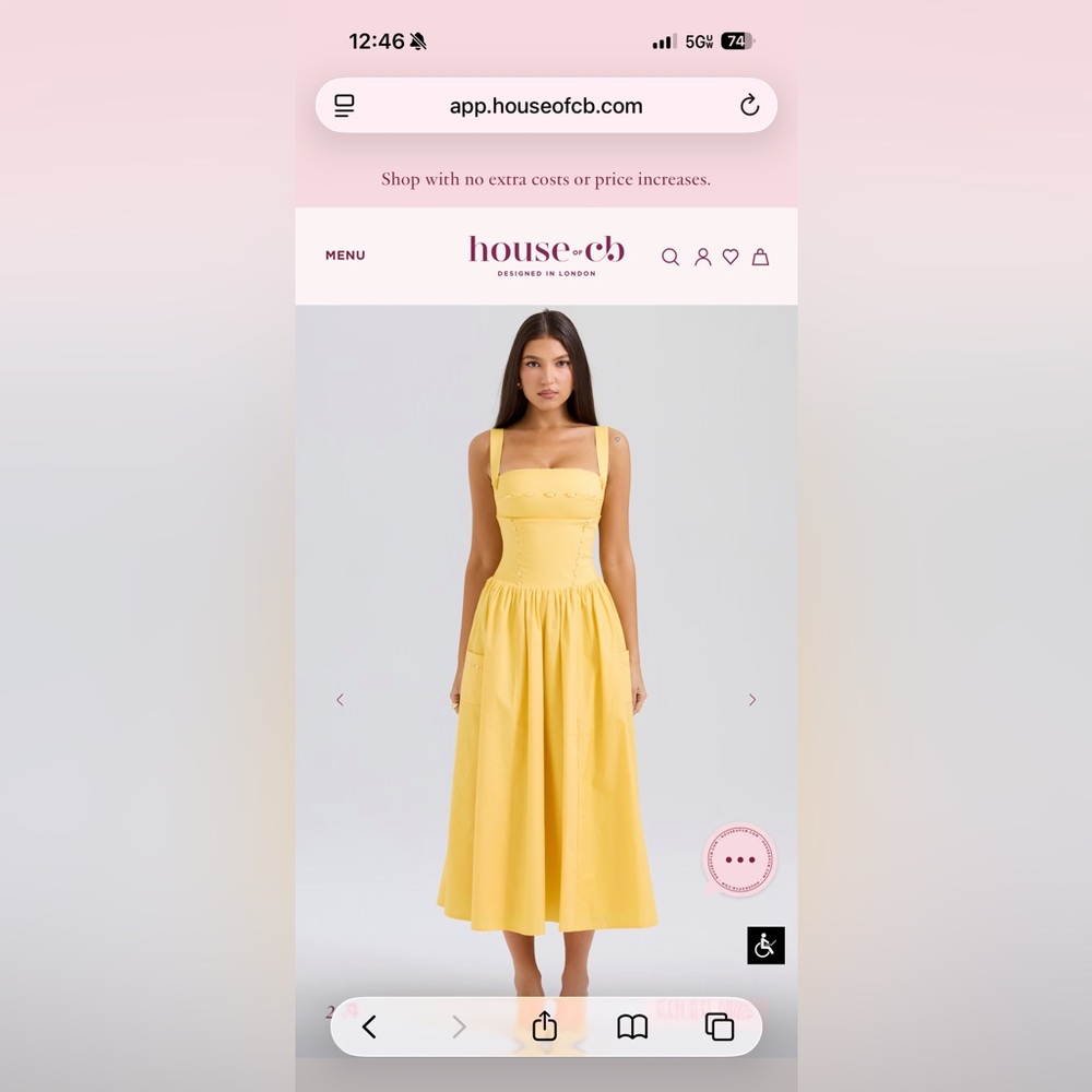 NWT House of CB Yellow Midi Dress